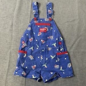 OshKosh B'Gosh Vestbak Bib Romper Overalls Size 3T Blue Vintage 1980s
